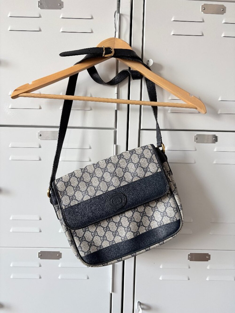 80's Legend but make it Gucci blue monogram crossbody